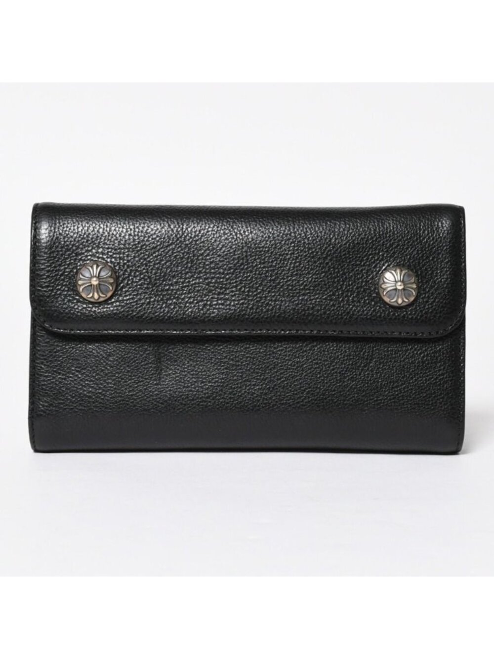 Chrome Hearts Wave Btn Novelty Blanc Wallet Cross Button Black